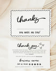 Whimsical Wavy Border Business Thank You Card Canva Template | Rose - Trendy Fox Studio