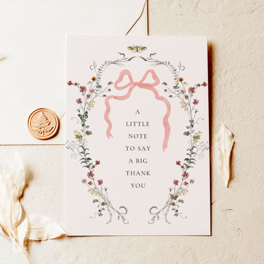 Wildflower Rococo Coquette Business Thank You Card Canva Template - Trendy Fox Studio