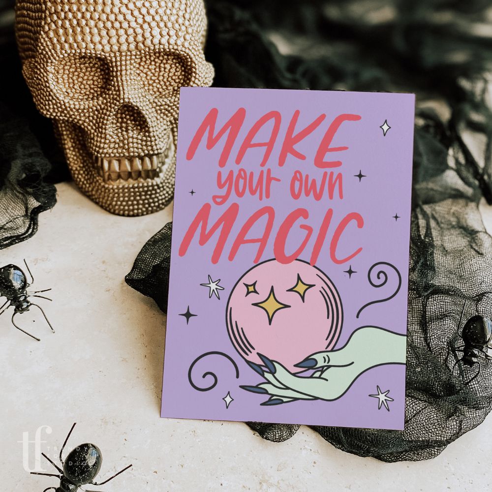 Witchy Halloween Business Thank You Card Canva Template | Made with Magic Witch - Trendy Fox Studio