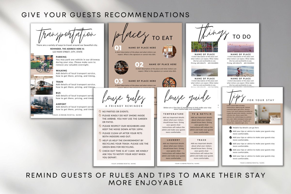 Airbnb Welcome Guide, Editable House Manual, Host Guidebook Printable, VRBO Vacation Rental Book - Trendy Fox Studio