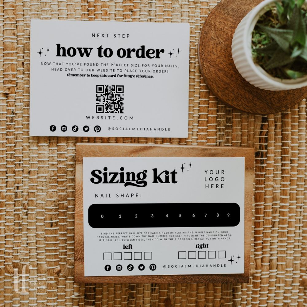 Artificial Nails Sizing Kit, Printable Press On Nail Sizing Guide Canva Template | Dani - Trendy Fox Studio