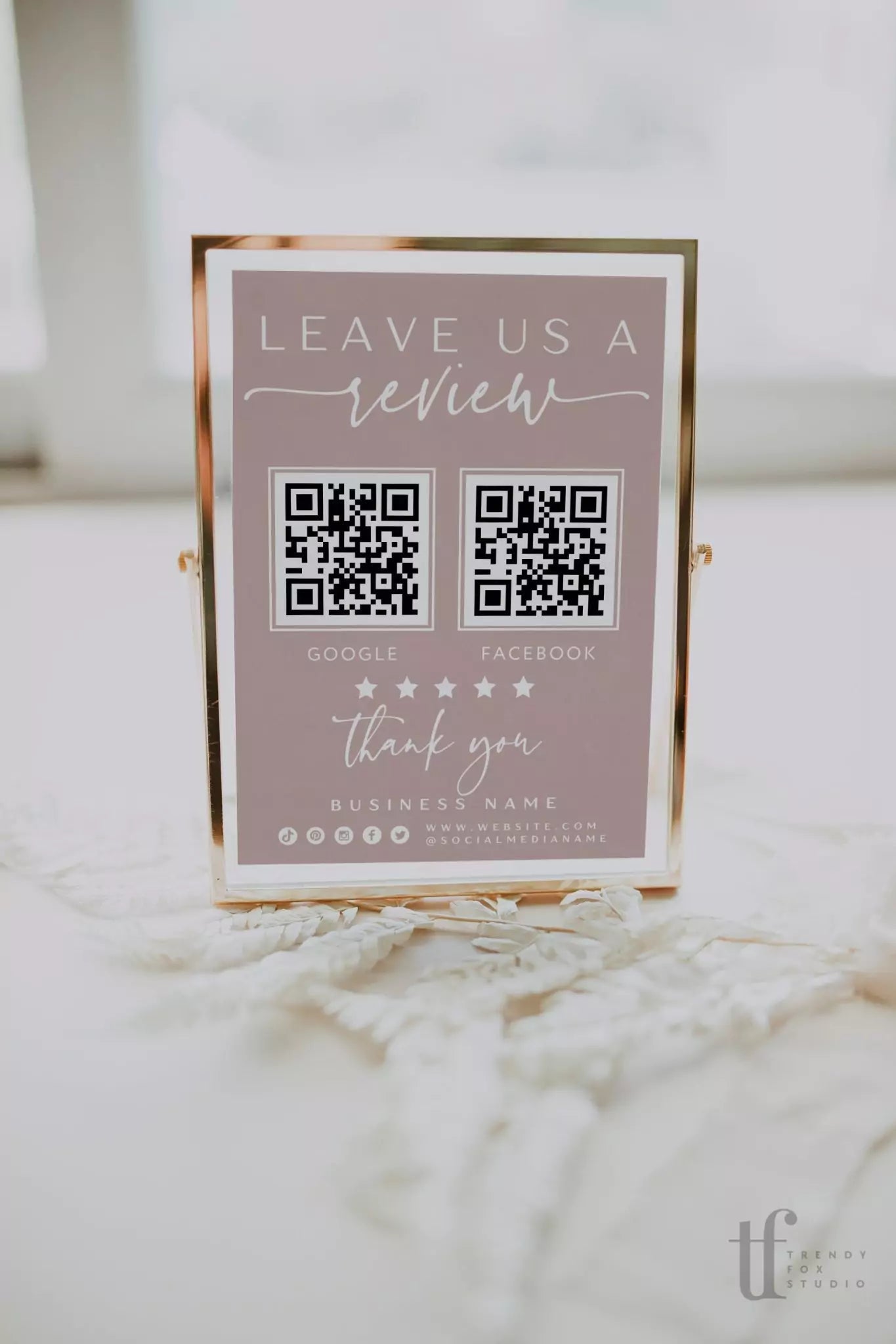 Ask For A Review Sign Canva Template | Vera - Trendy Fox Studio