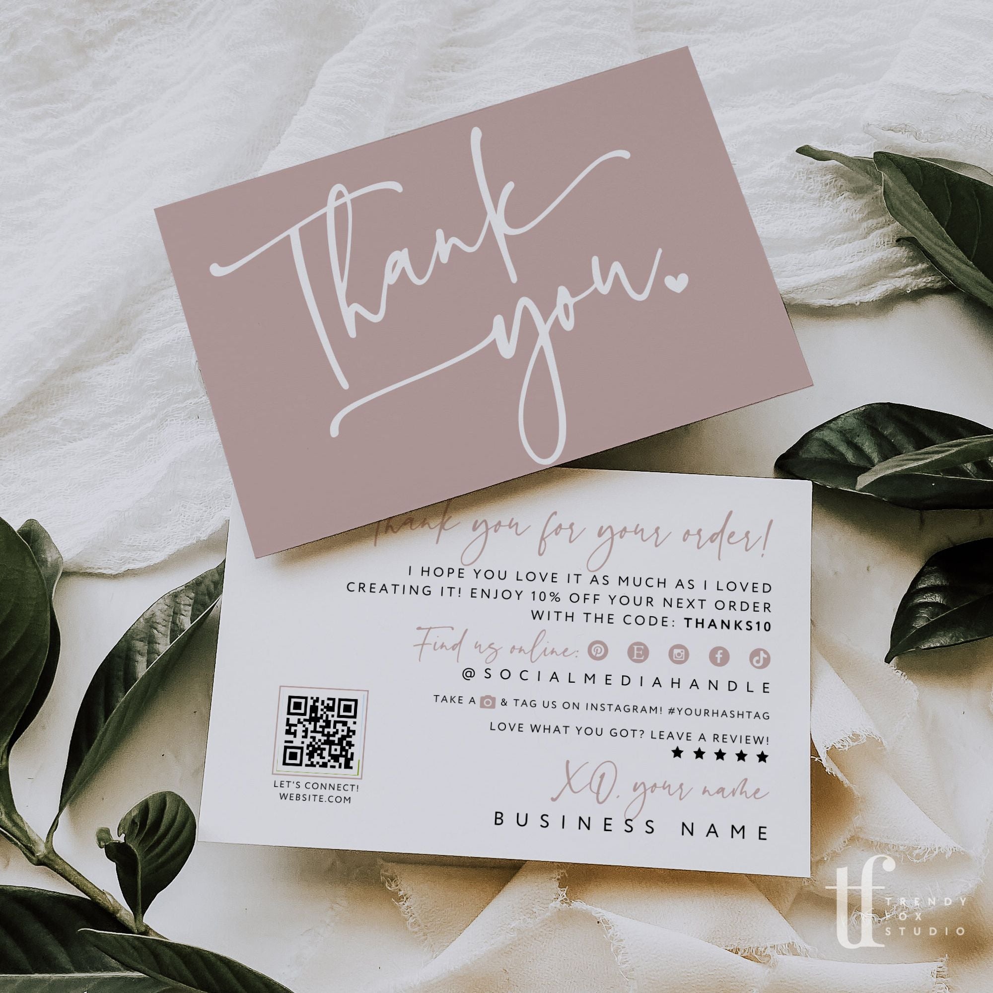 Blush Business Thank You Card Canva Template | Vera – Trendy Fox Studio