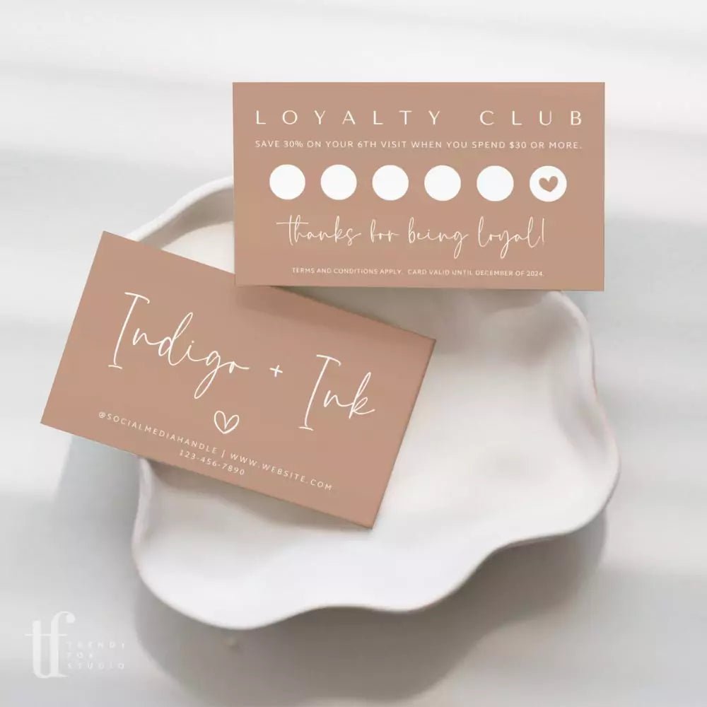 Boho Loyalty Stamp Card Canva Template Jett Trendy Fox Studio
