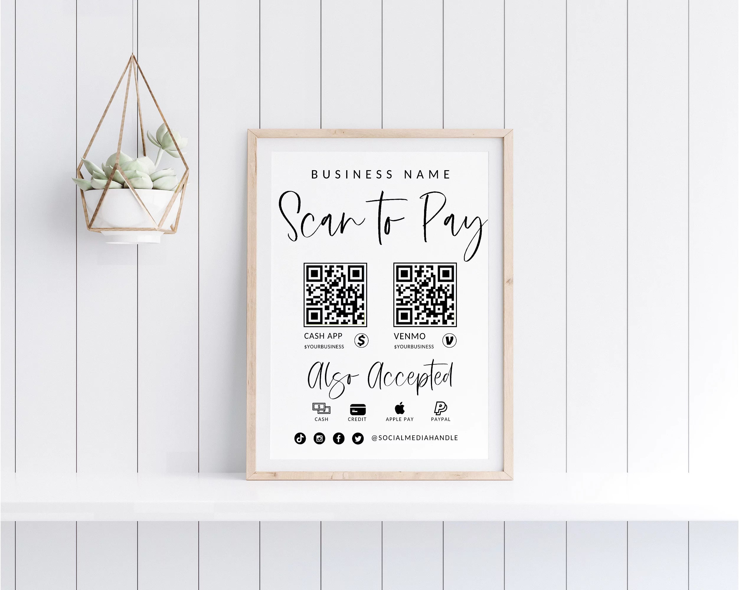 Boho Price List &amp; Scan to Pay Sign Canva Template | Gwen - Trendy Fox Studio