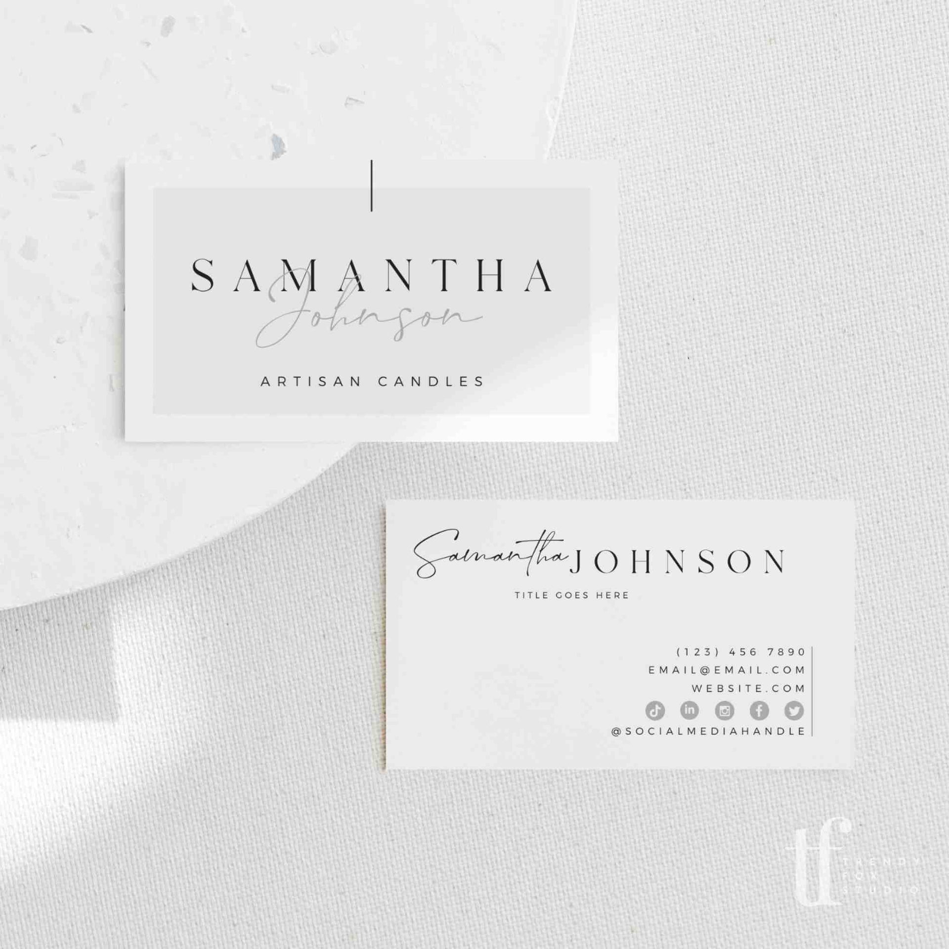 Minimal Business Card Canva Template Casey Trendy Fox Studio