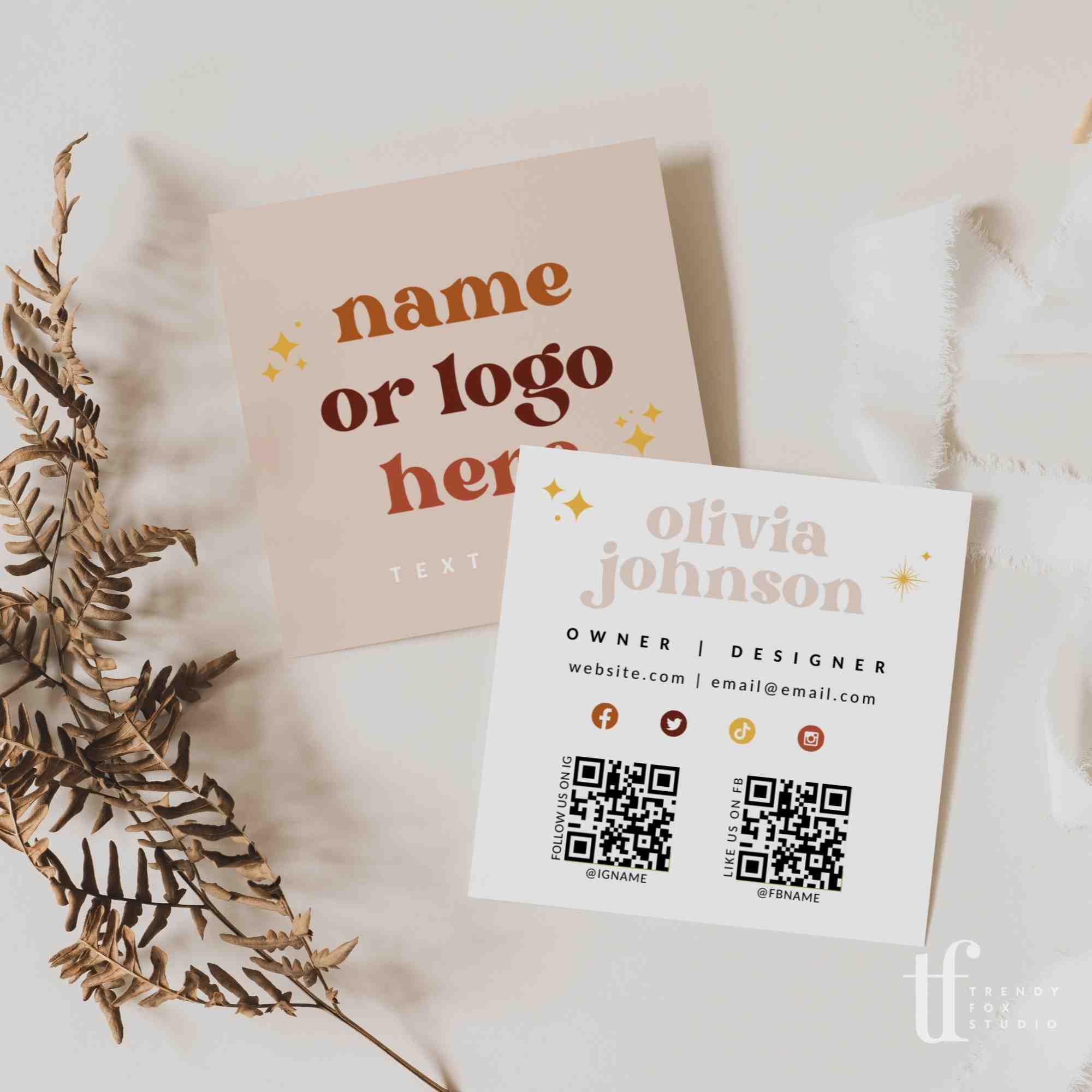Business Card with QR Code | Canva Template | Ace - Trendy Fox Studio