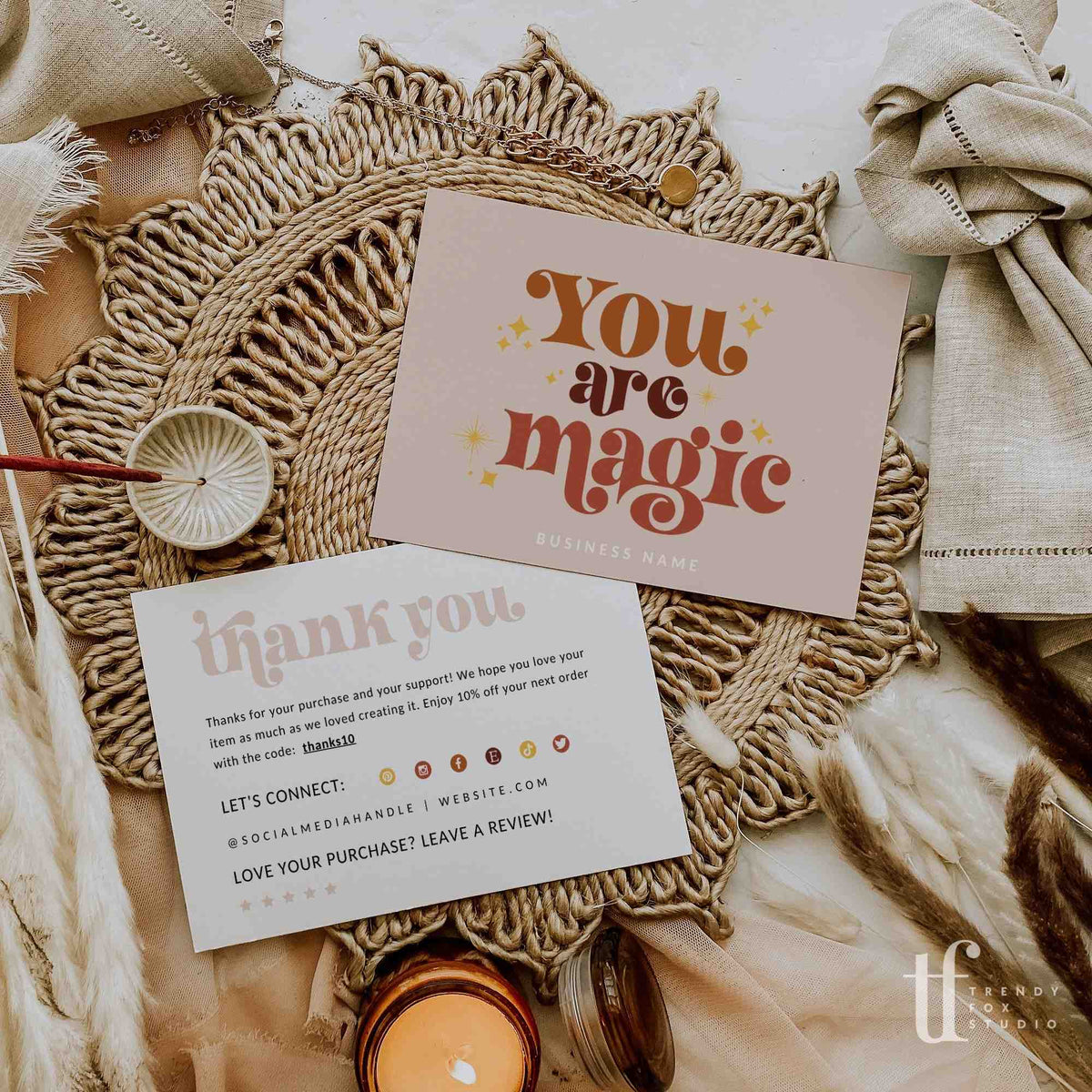Groovy Business Thank You Card Canva Template | Ace - Trendy Fox Studio