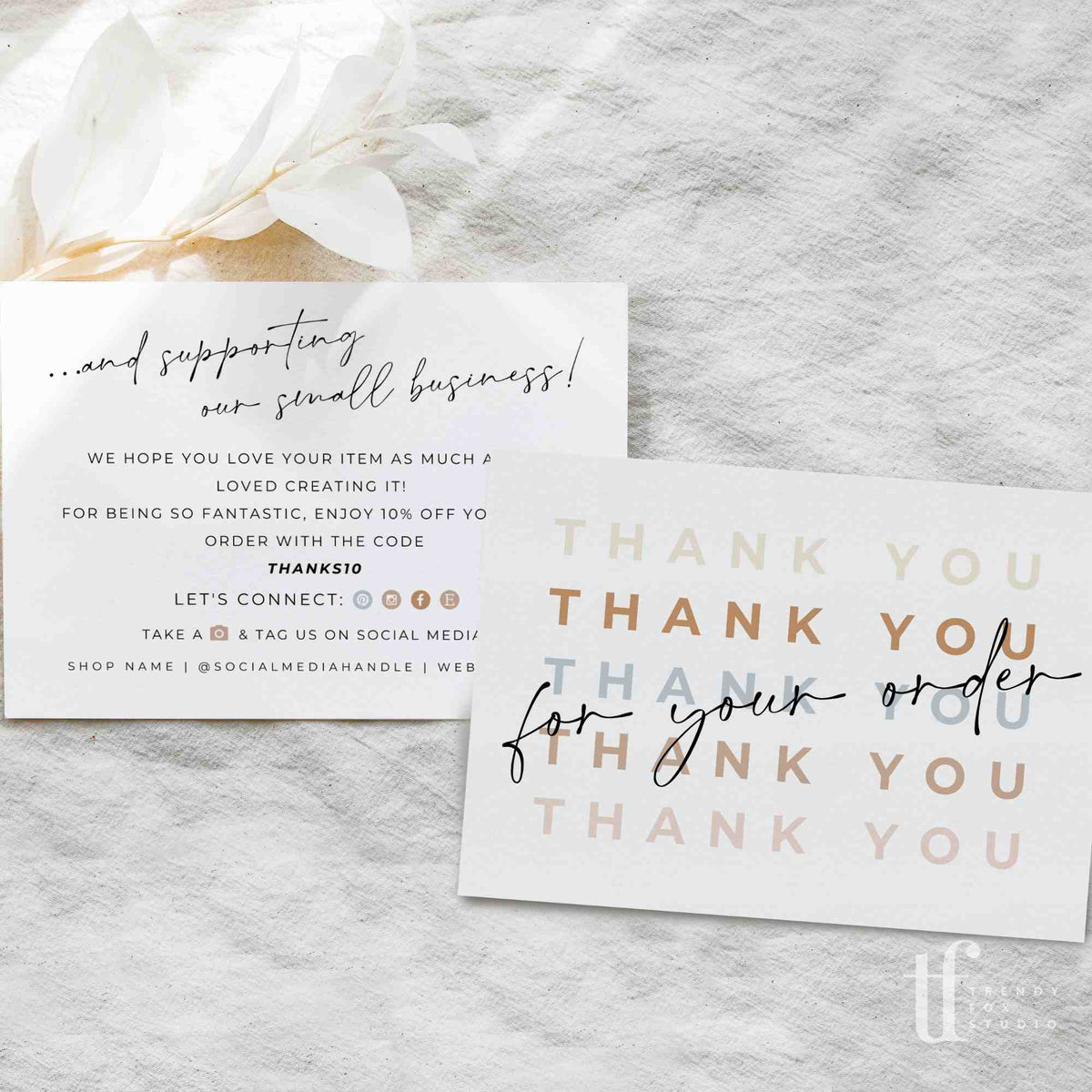 Boho Business Thank You Card Canva Template | Casey - Trendy Fox Studio