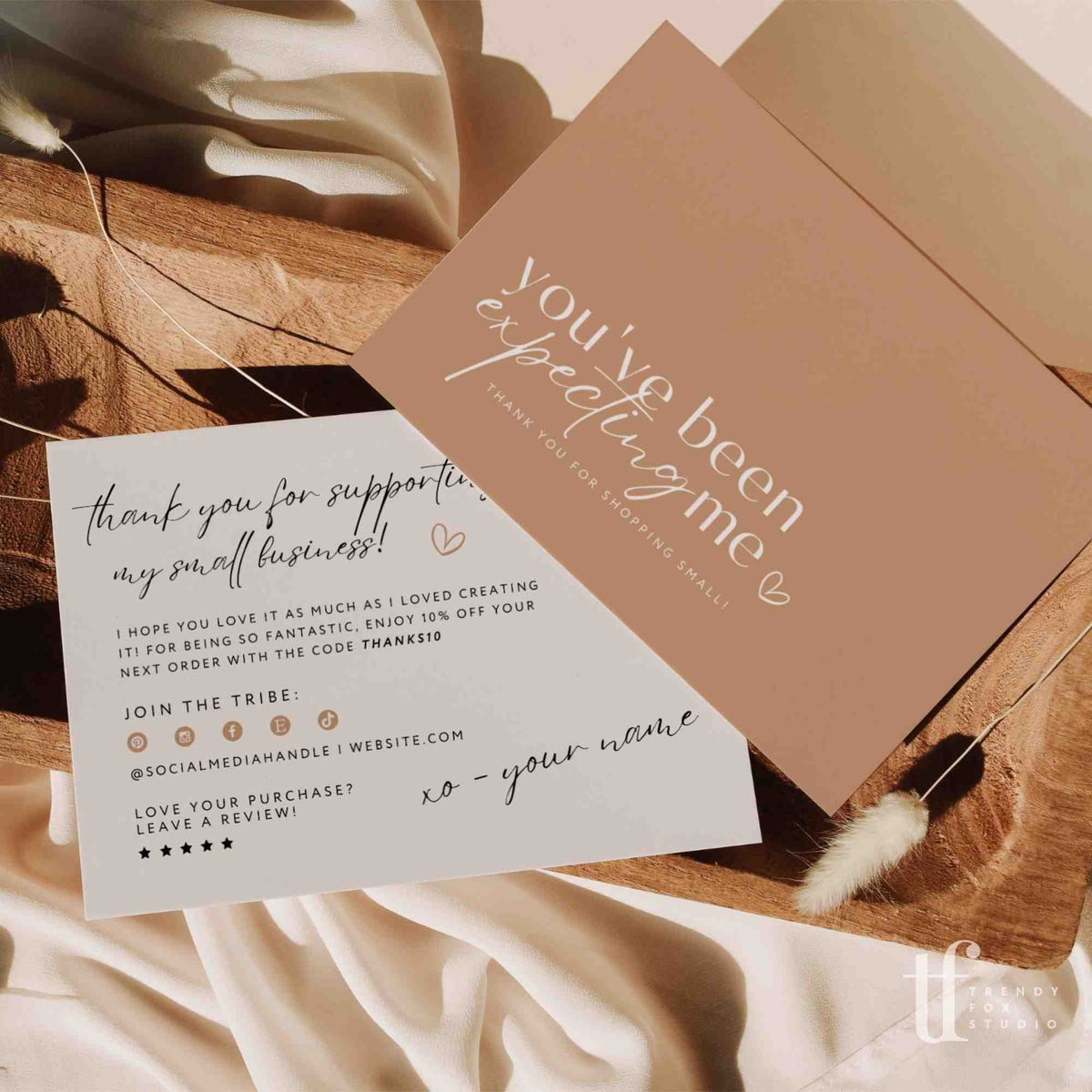 Modern Boho Business Thank You Card Canva Template | Clove - Trendy Fox ...