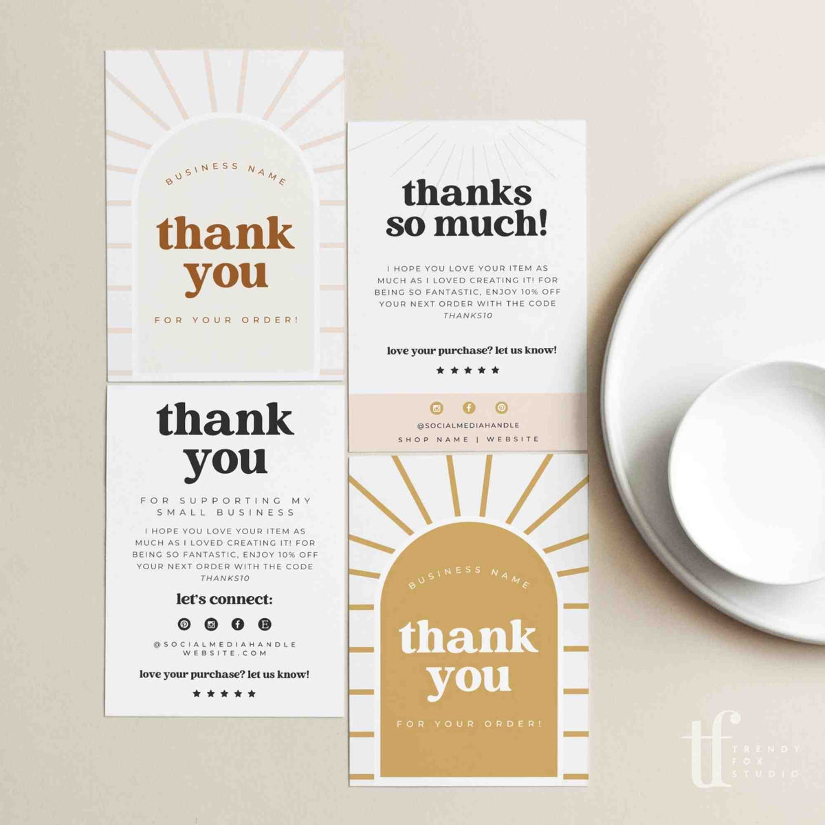 Retro Business Thank You Card Canva Template | Dani - Trendy Fox Studio