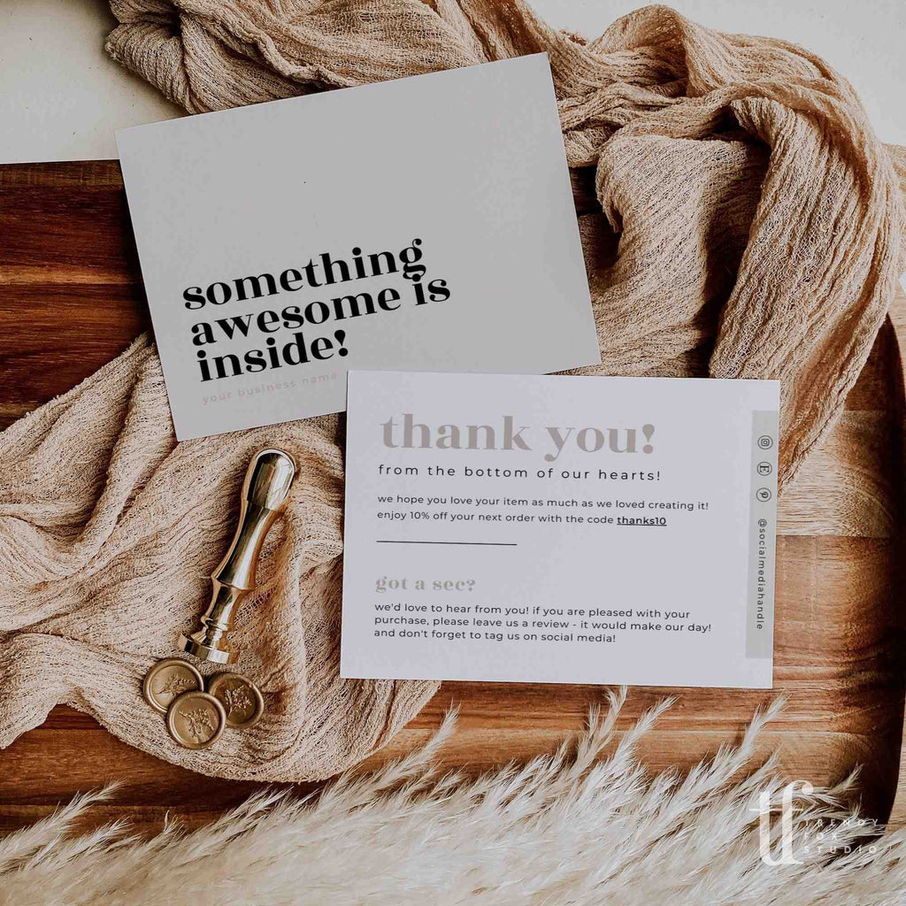 Boho Business Thank You Card Canva Template | Elina - Trendy Fox Studio
