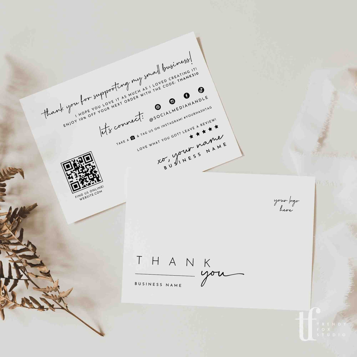 Modern Minimalist Business Thank You Card Canva Template | Idris ...