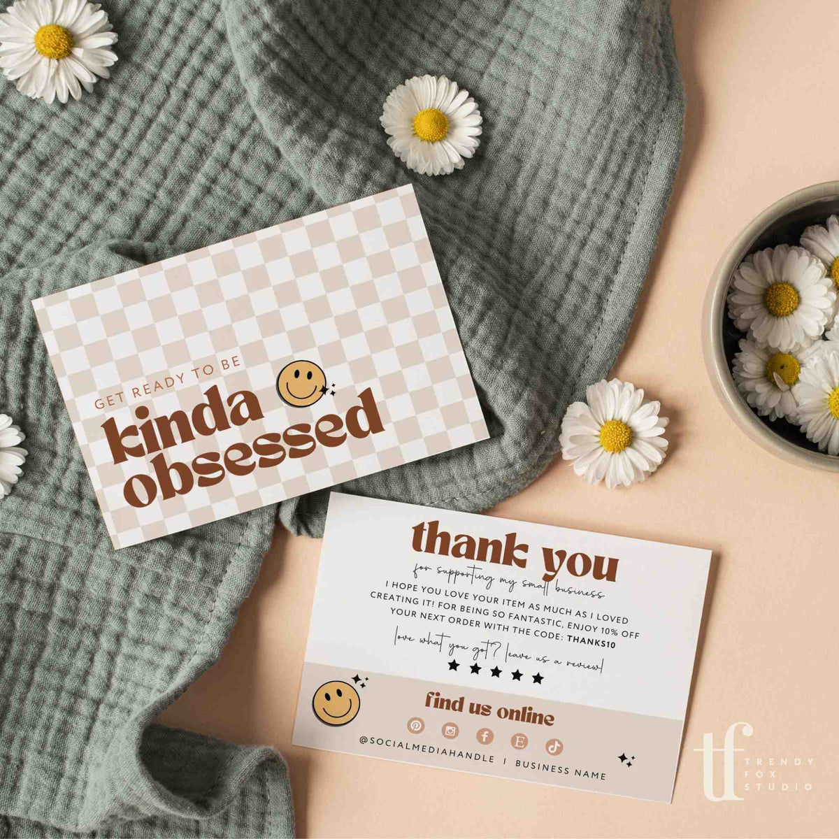 Groovy Business Thank You Card Canva Template | Pixie - Trendy Fox Studio