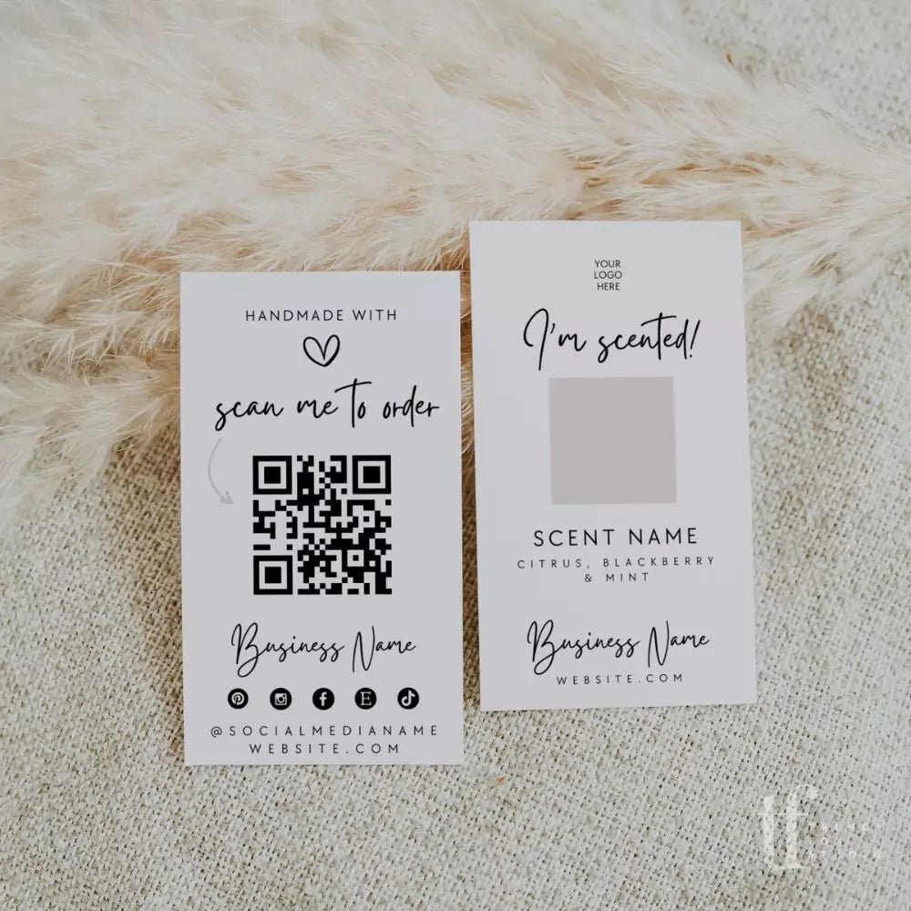 Candle Scent Sampler Business Card with QR Code Canva Template | Allie - Trendy Fox Studio