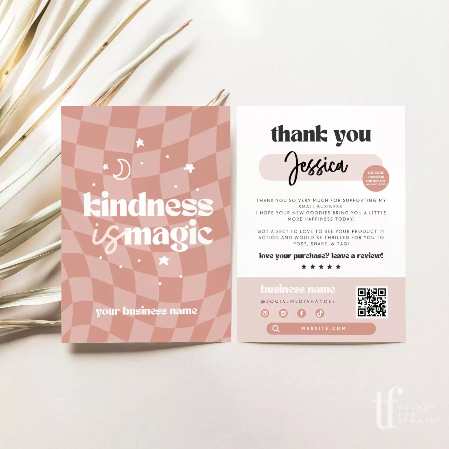 Checkered Retro You Are Magic Business Thank You Card Canva Template ...