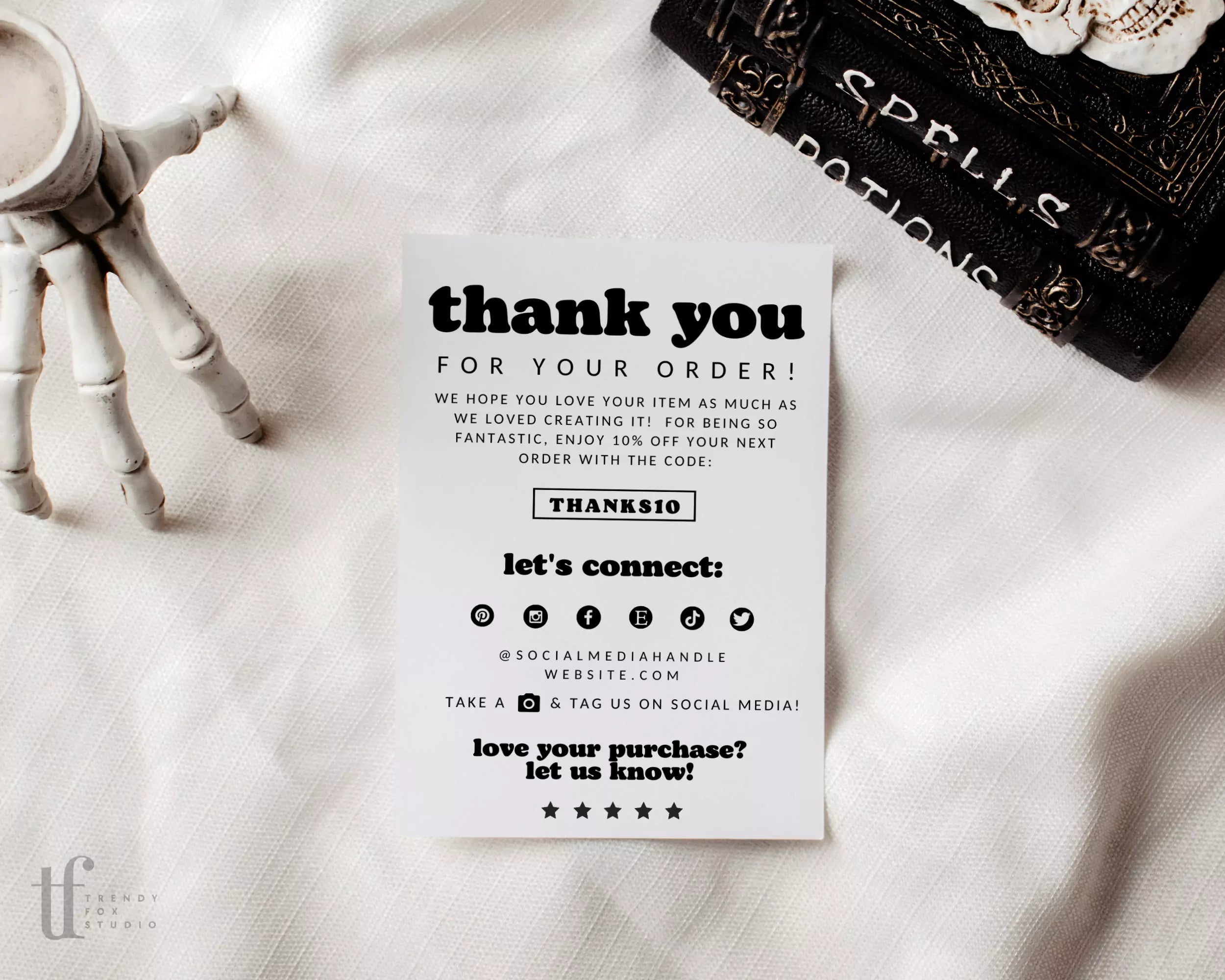 Creep It Real Ghost Halloween Business Thank You Card Canva Template - Trendy Fox Studio