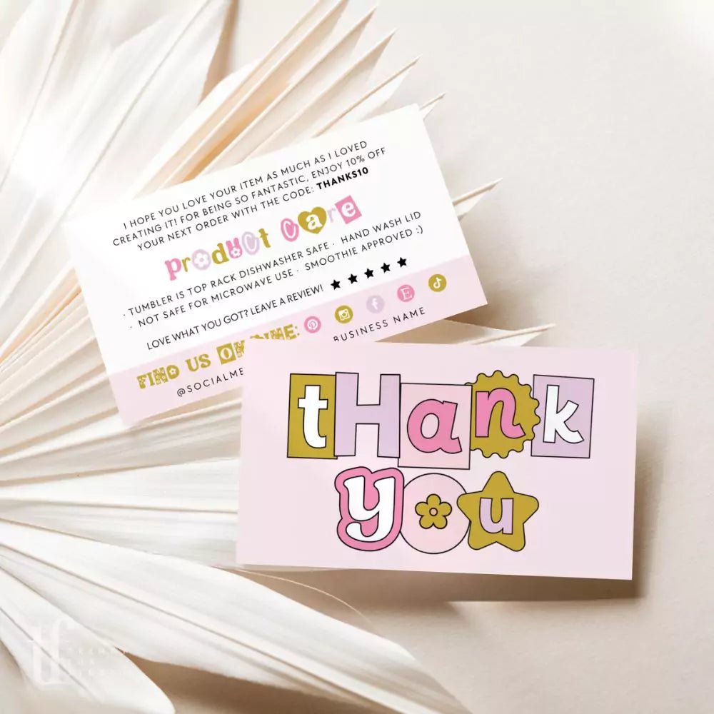 Cute Rainbow Tumbler Care Card Canva Template | Bryn - Trendy Fox Studio