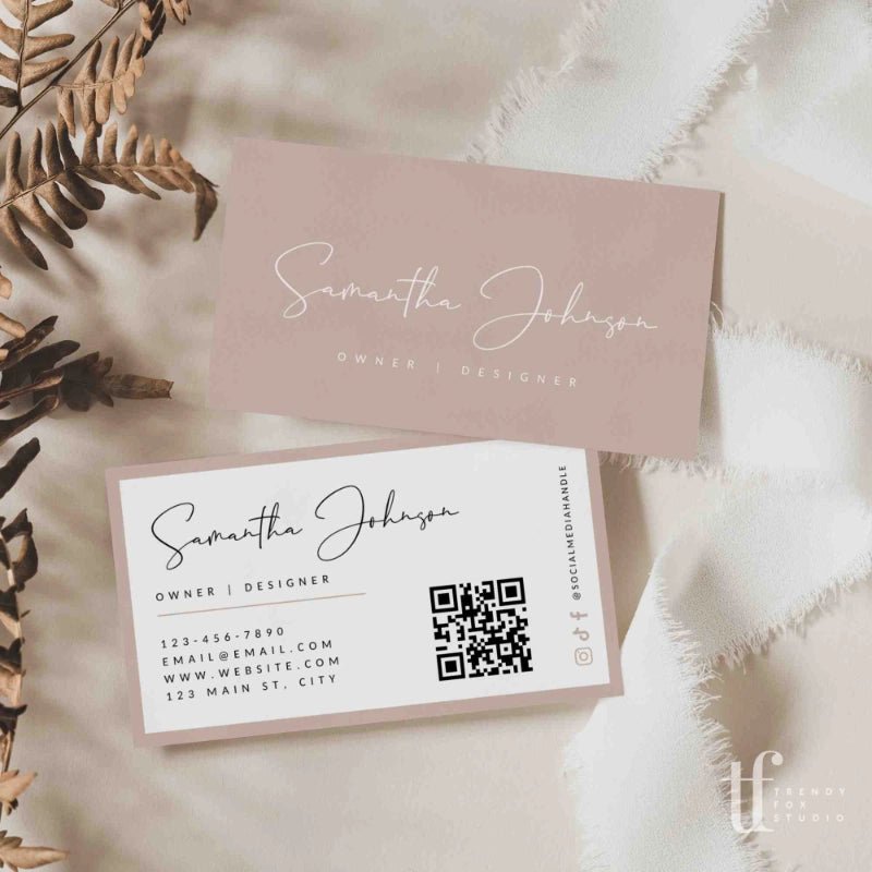 Elegant Business Card with QR Code Canva Template | Shiloh - Trendy Fox Studio