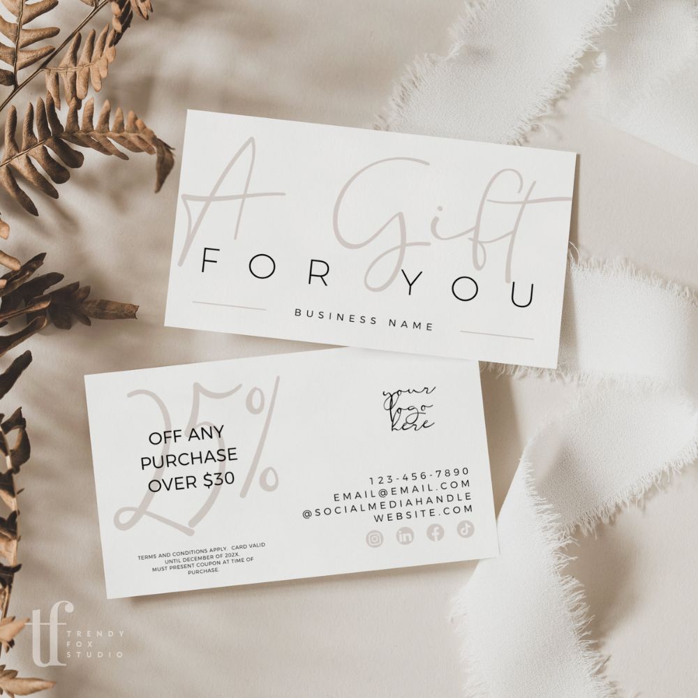 Elegant Coupon Card, Discount Card Canva Template | Carli - Trendy Fox Studio