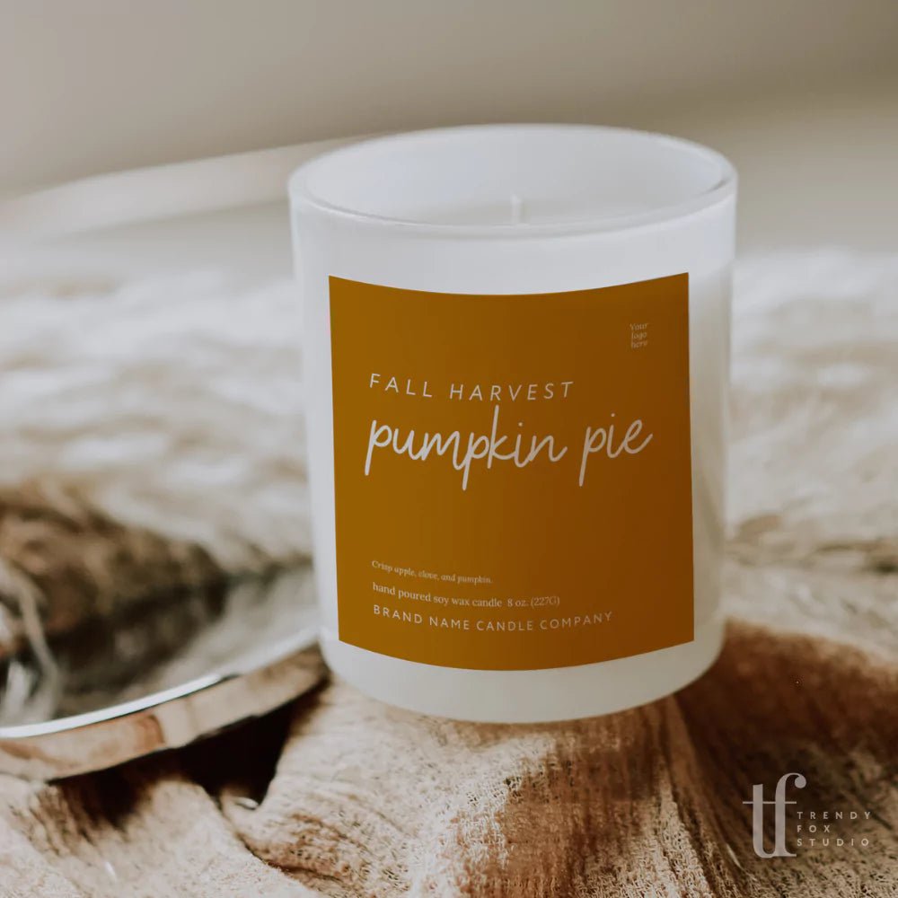 Fall Autumn Halloween Candle Label Canva Template - Trendy Fox Studio