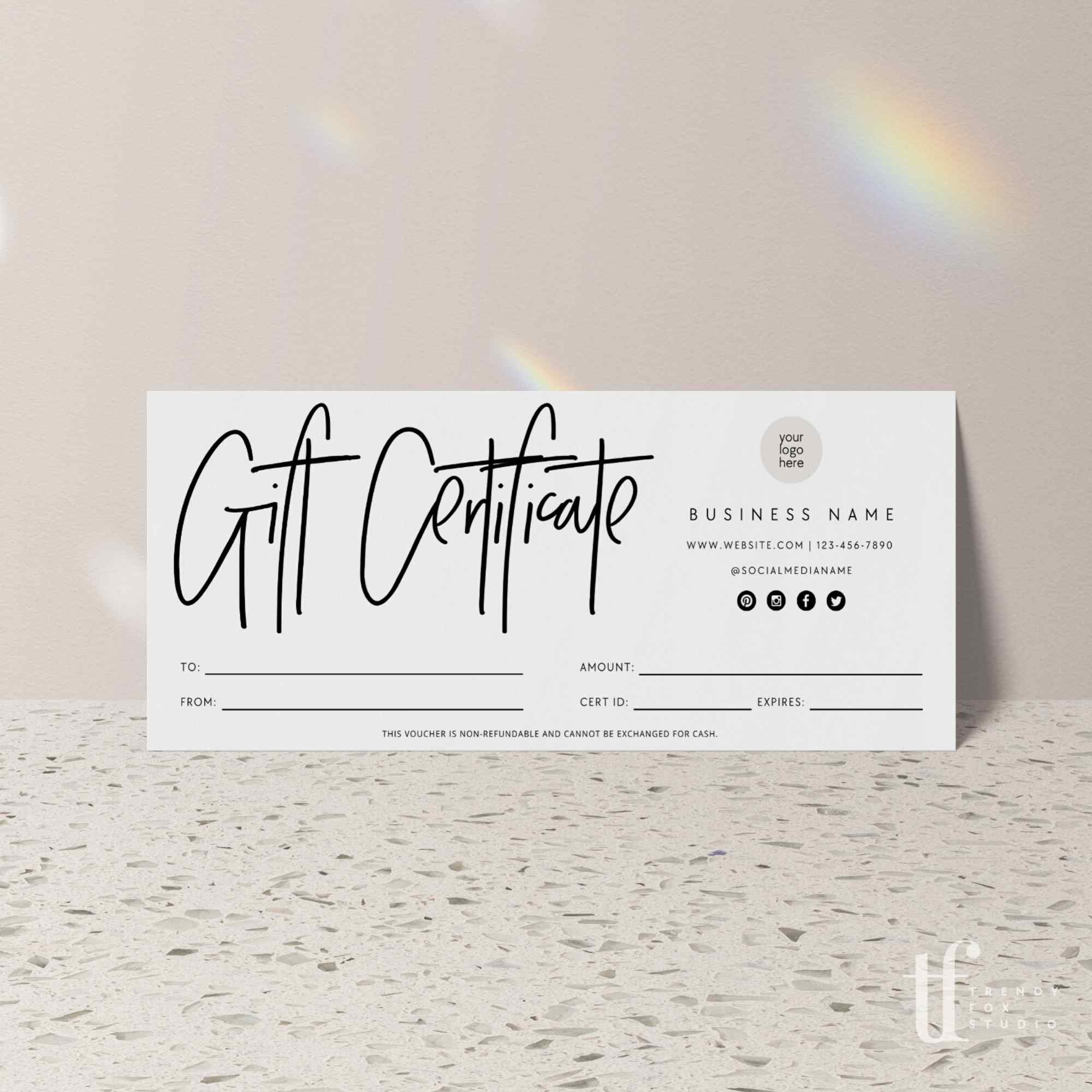 Gift Certificate Canva Template | Dusk - Trendy Fox Studio
