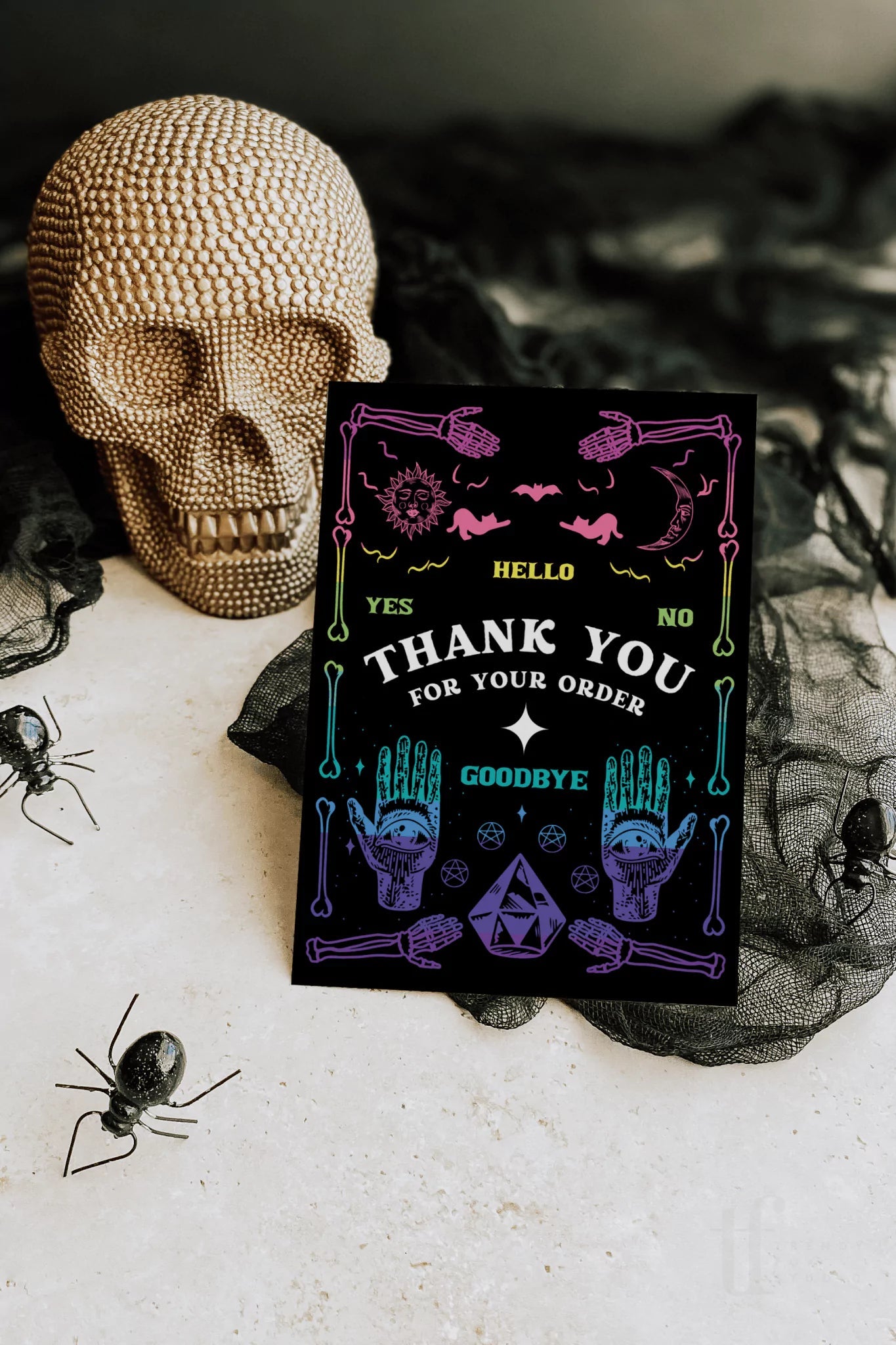 Gothic Ouija Board Halloween Business Thank You Card Canva Template - Trendy Fox Studio