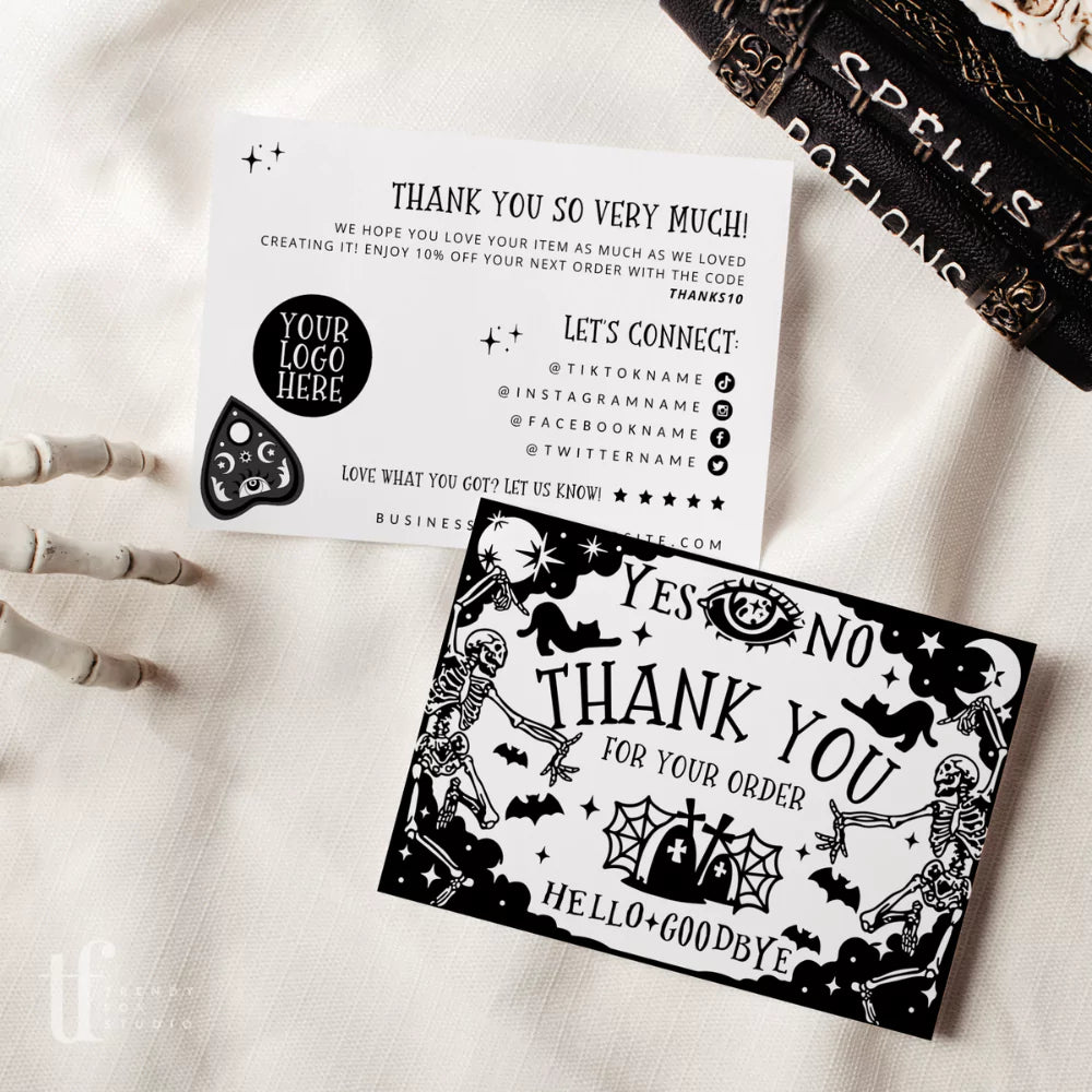 Gothic Ouija Halloween Business Thank You Card Canva Template - Trendy Fox Studio