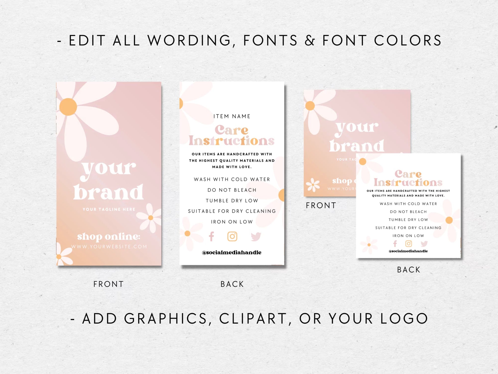 Hang Tag, Garment Swing Tag Canva Template Ruby Trendy Fox Studio