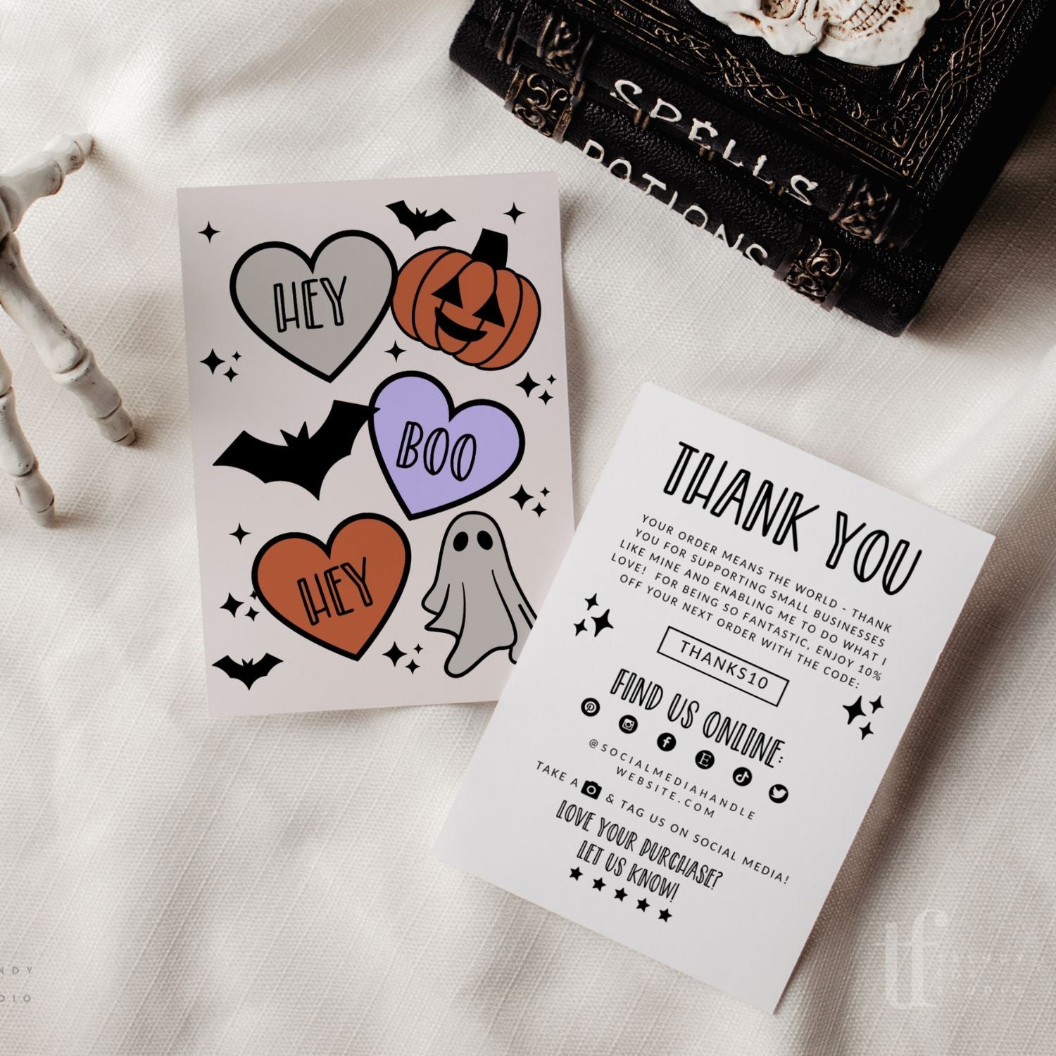 Hey Boo Retro Halloween Business Thank You Card Canva Template - Trendy Fox Studio