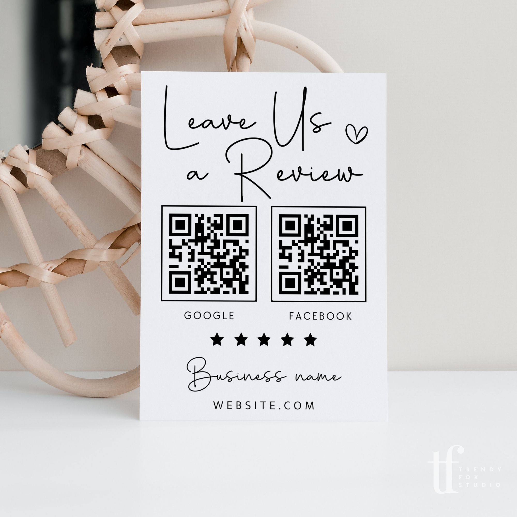 Leave A Review Request Sign Canva Template | Blair - Trendy Fox Studio