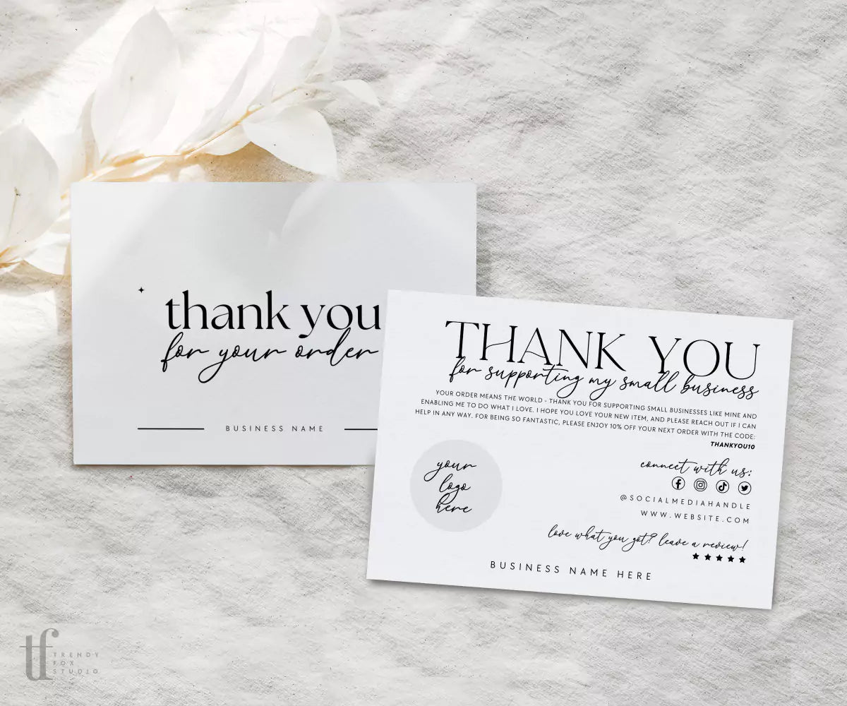 Minimal Elegant Business Thank You Card Canva Template | Cinna - Trendy Fox Studio