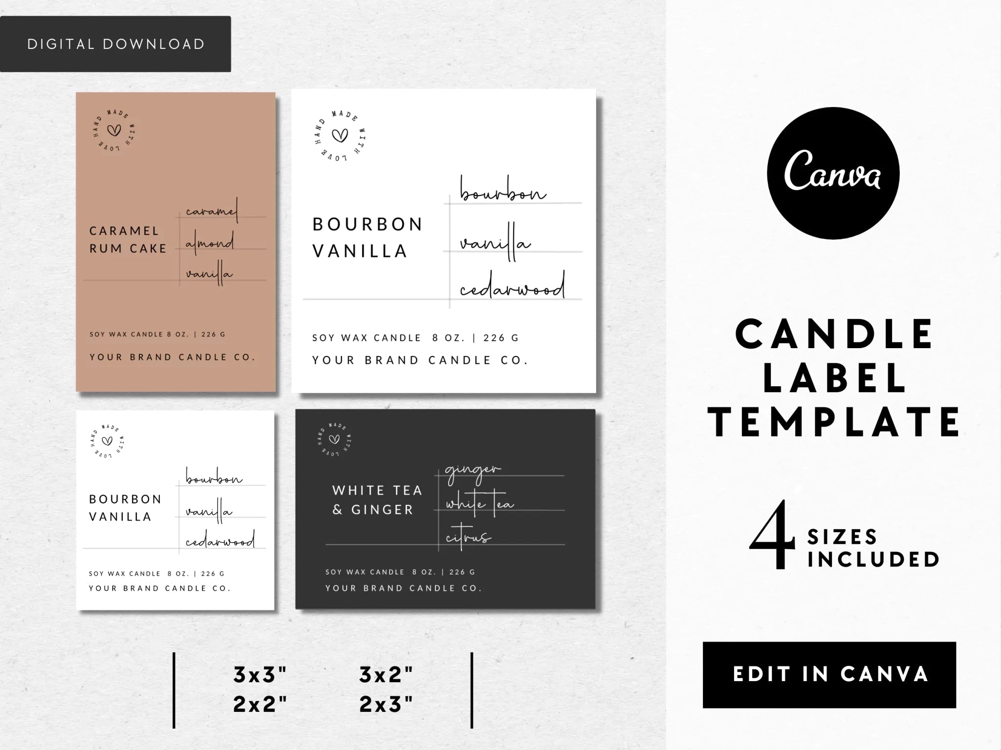 Minimalist Candle Label Canva Template | Blair - Trendy Fox Studio
