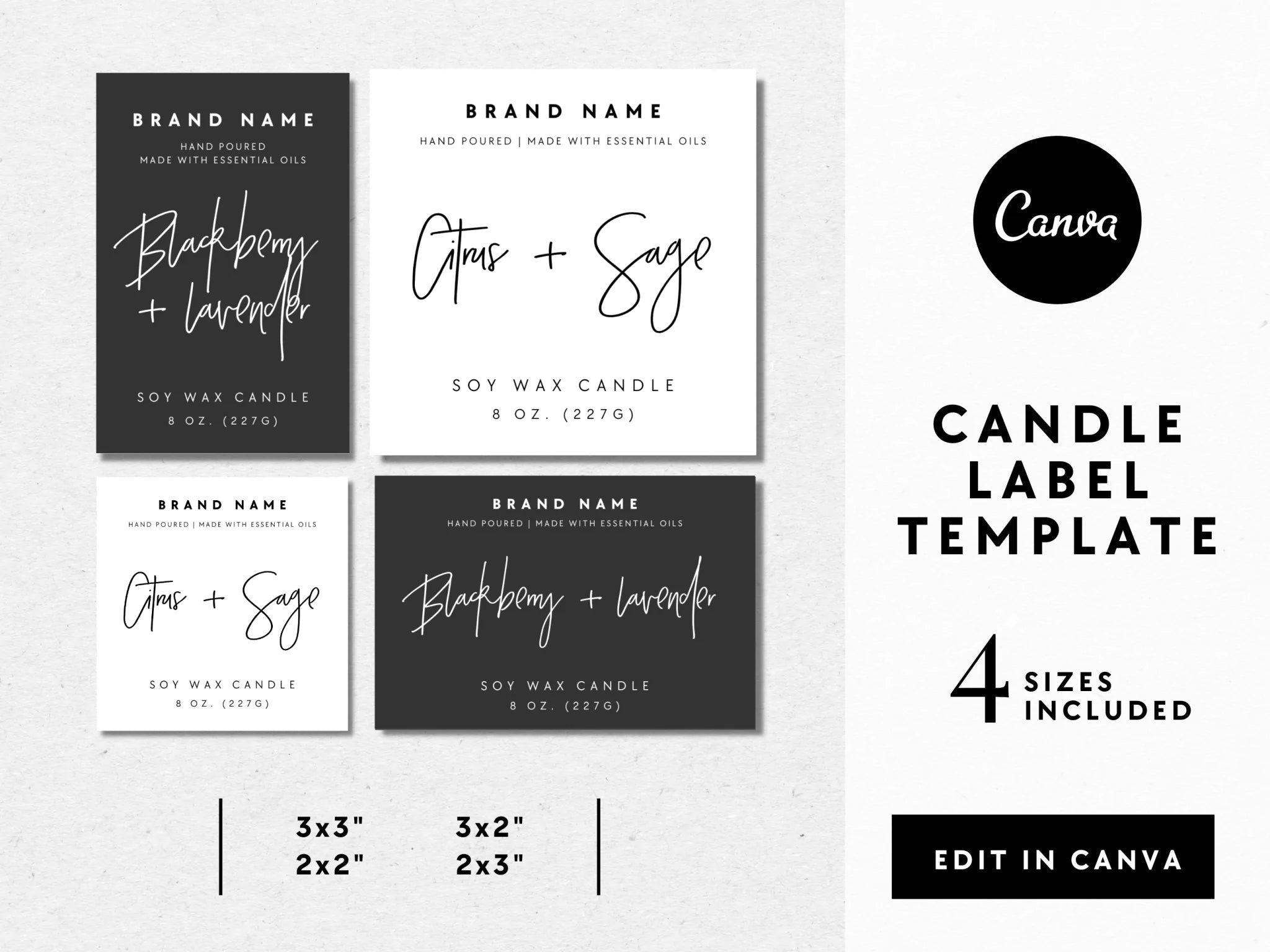 Minimalist Candle Label Canva Template | Dusk - Trendy Fox Studio