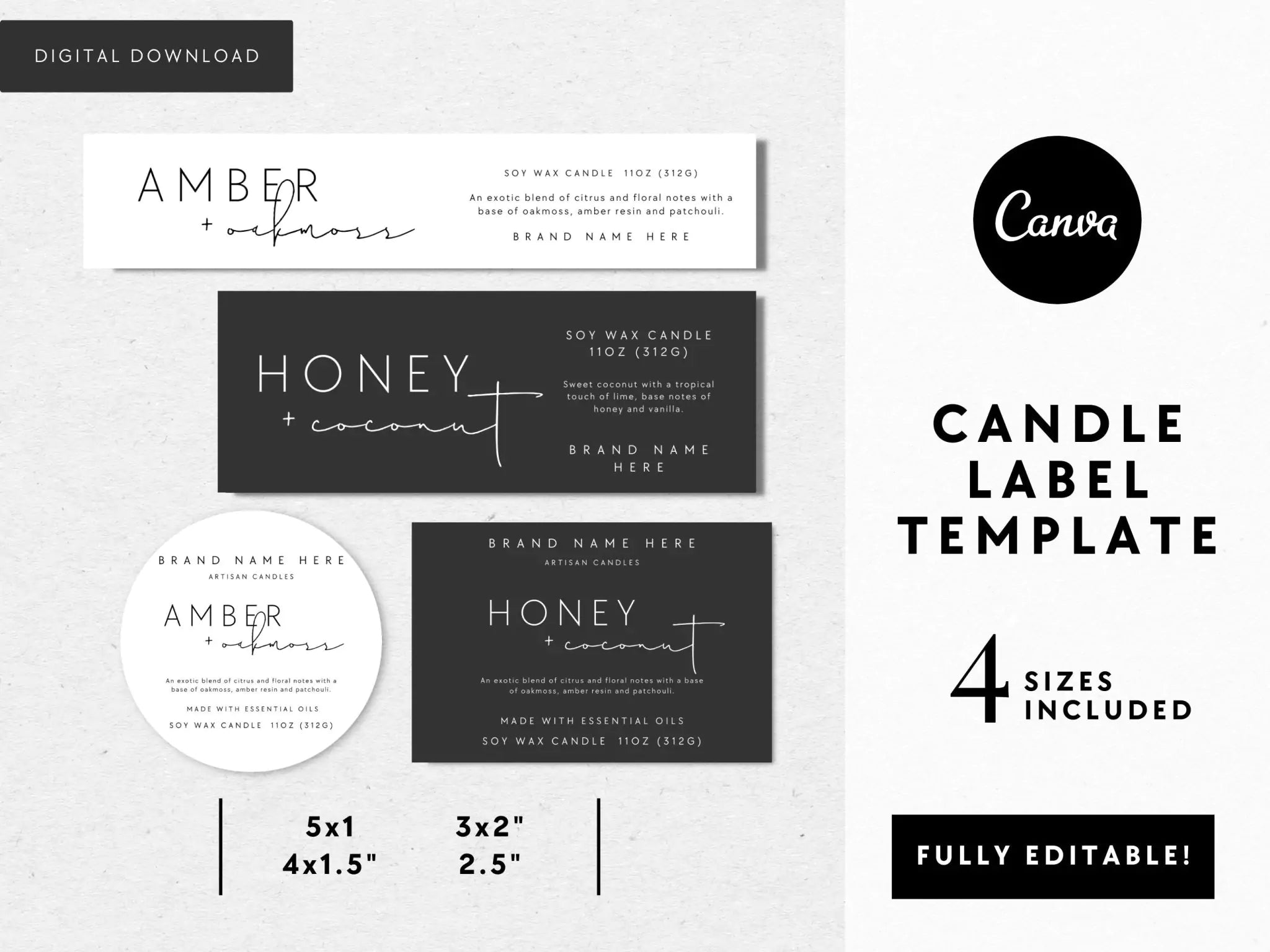 Minimalist Candle Label Canva Template | Stella - Trendy Fox Studio