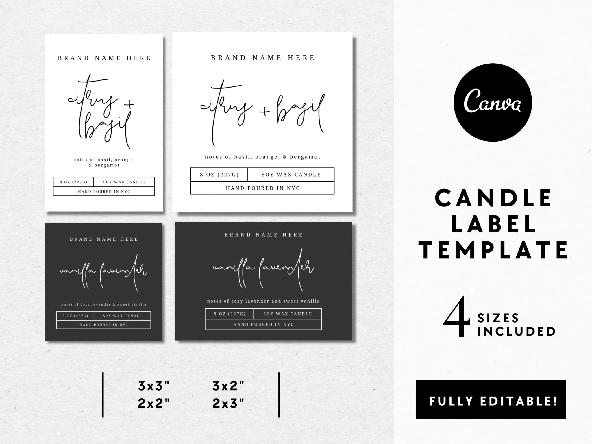 Minimalist Candle Label Canva Template | Zola - Trendy Fox Studio
