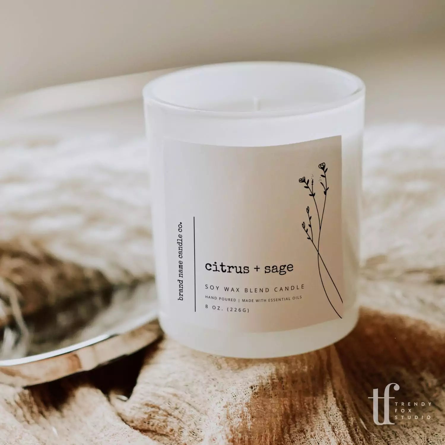 Rustic Label Minimalist Rustic Candle Label Canva Template | Landry - Trendy Fox Studio