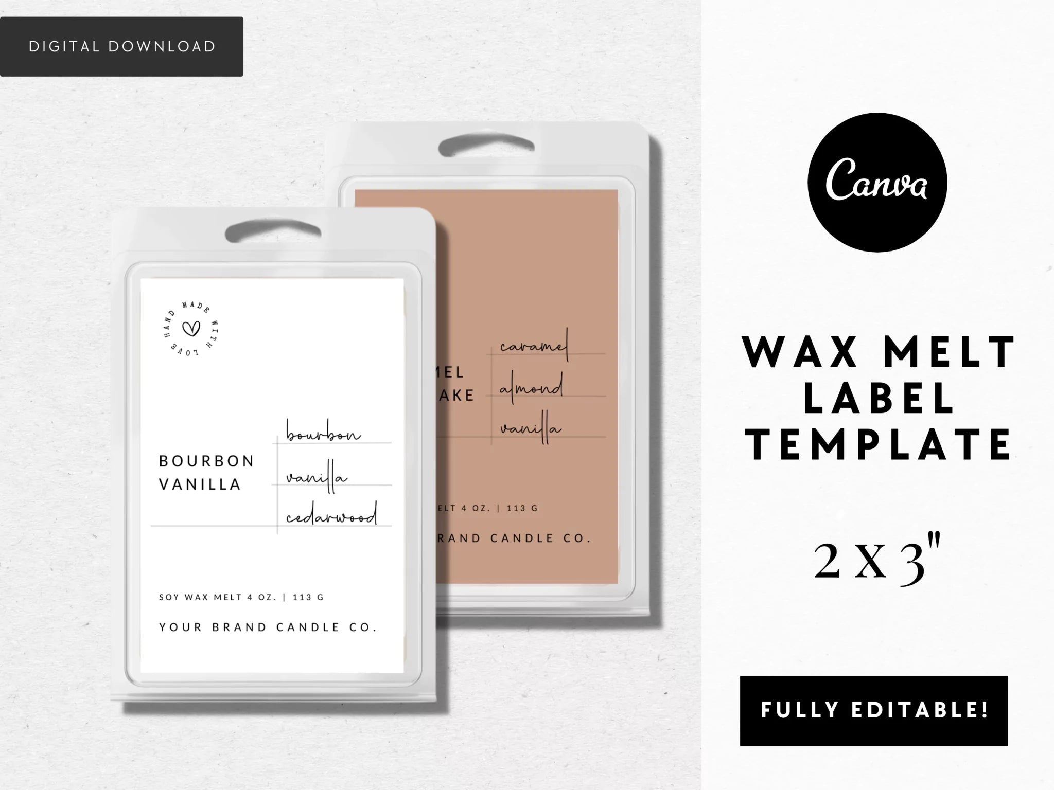 Minimalist Wax Melt Label Canva Template | Blair - Trendy Fox Studio