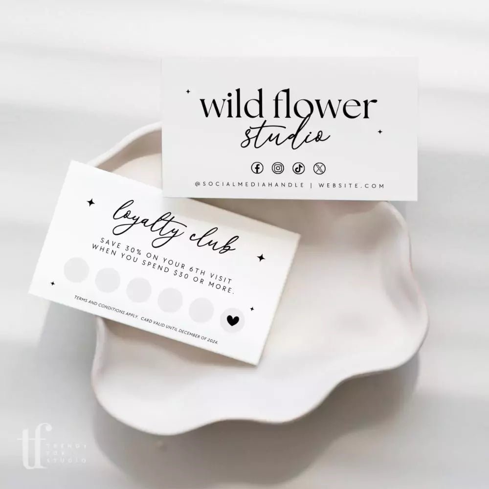 Modern Loyalty Stamp Card Canva Template | Cinna - Trendy Fox Studio