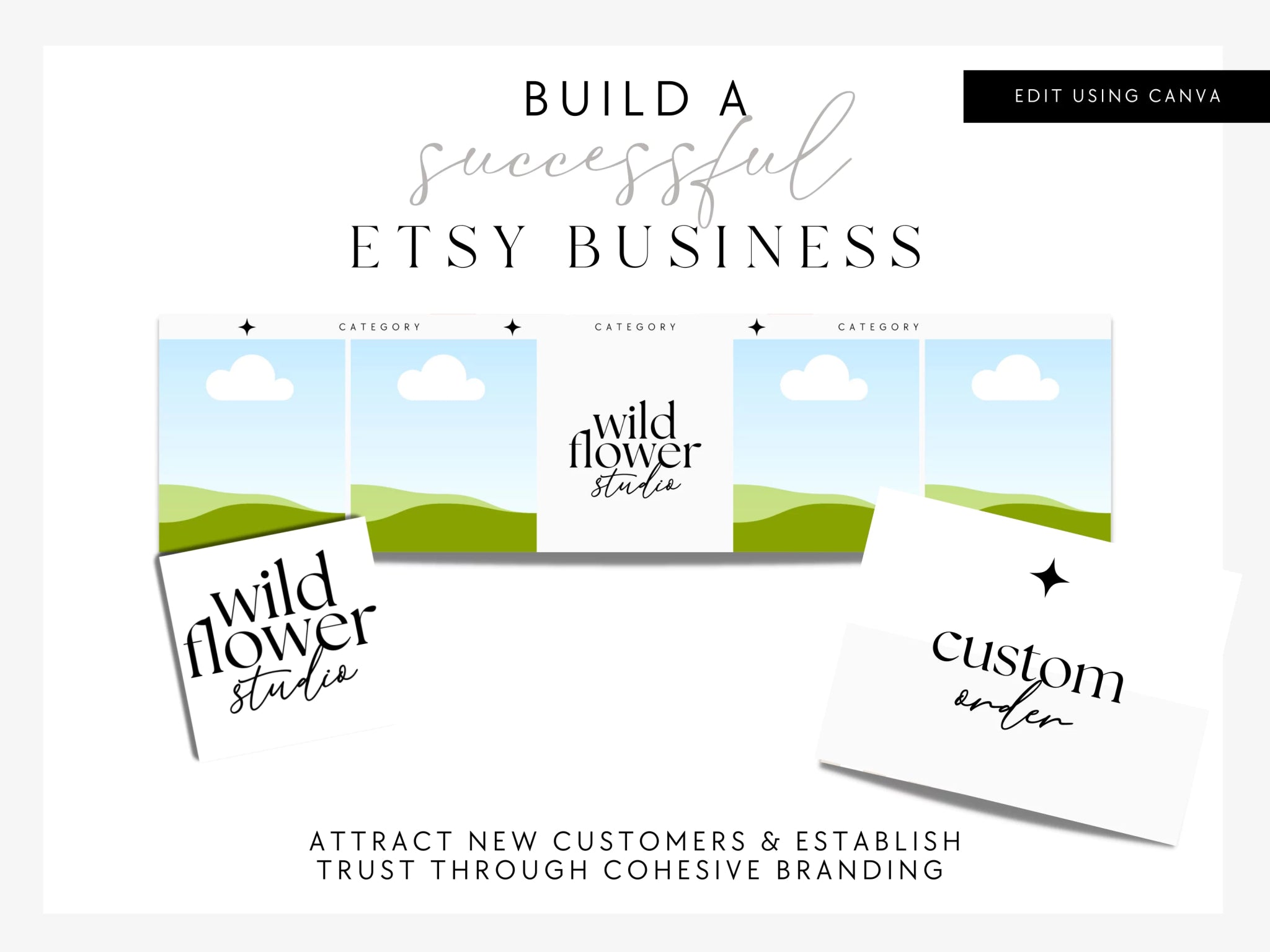 Modern Minimal Etsy Shop Kit Canva Template | Etsy Banner, Listing Photos, Icon - Trendy Fox Studio