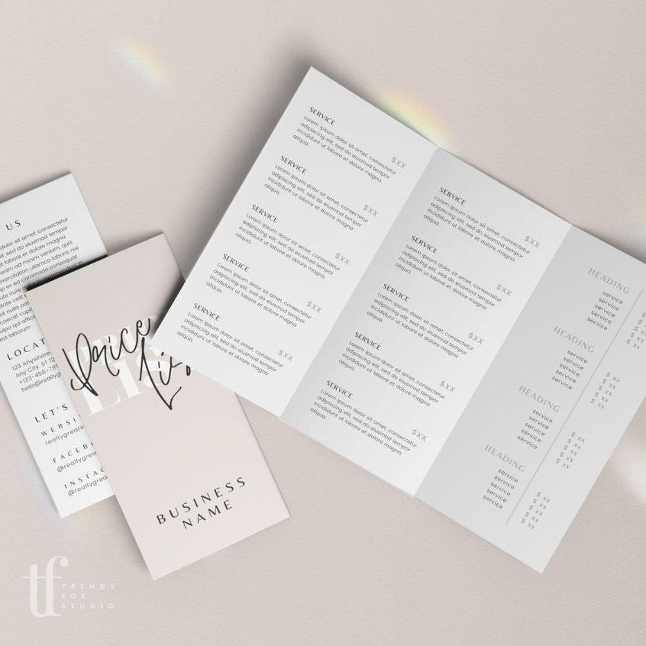 Modern Tri-Fold Price List, Brochure Rack Card Price Menu, Canva ...