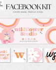 Pastel Pink Rainbow Facebook Cover Branding Set Canva Template | Lark - Trendy Fox Studio