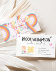 Pastel Rainbow Business Card QR Code Canva Template | Amara - Trendy Fox Studio