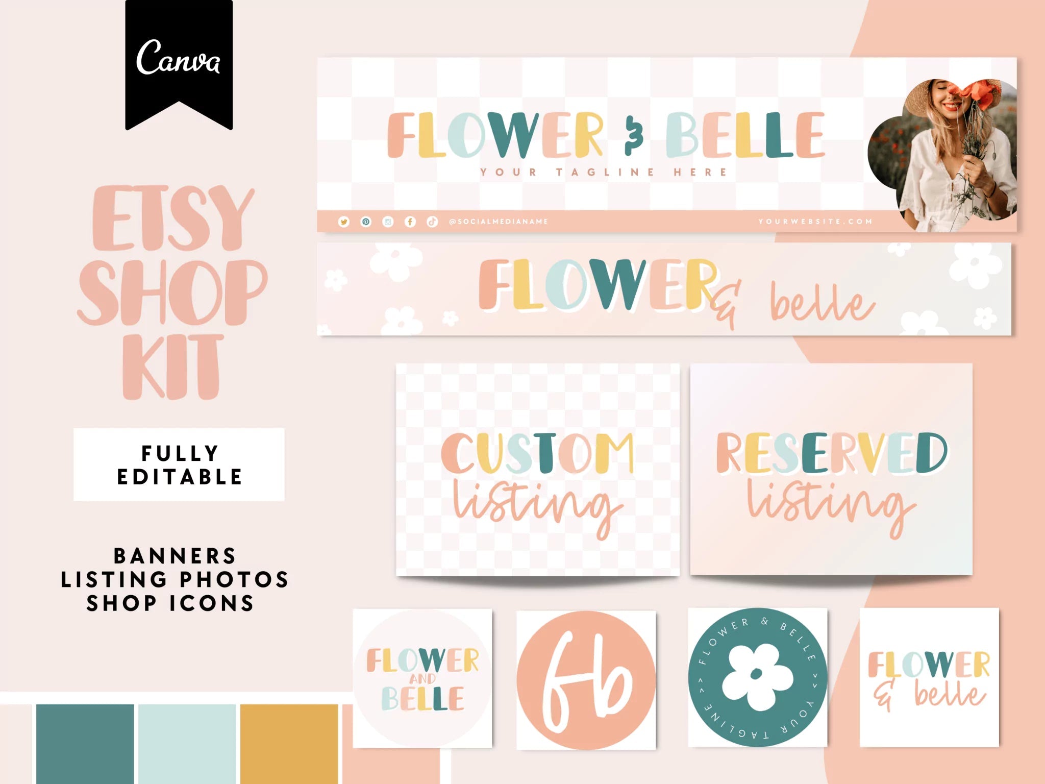 Pastel Rainbow Etsy Shop Kit Canva Template | Etsy Banner, Listing Photos, Icon | Cali - Trendy Fox Studio