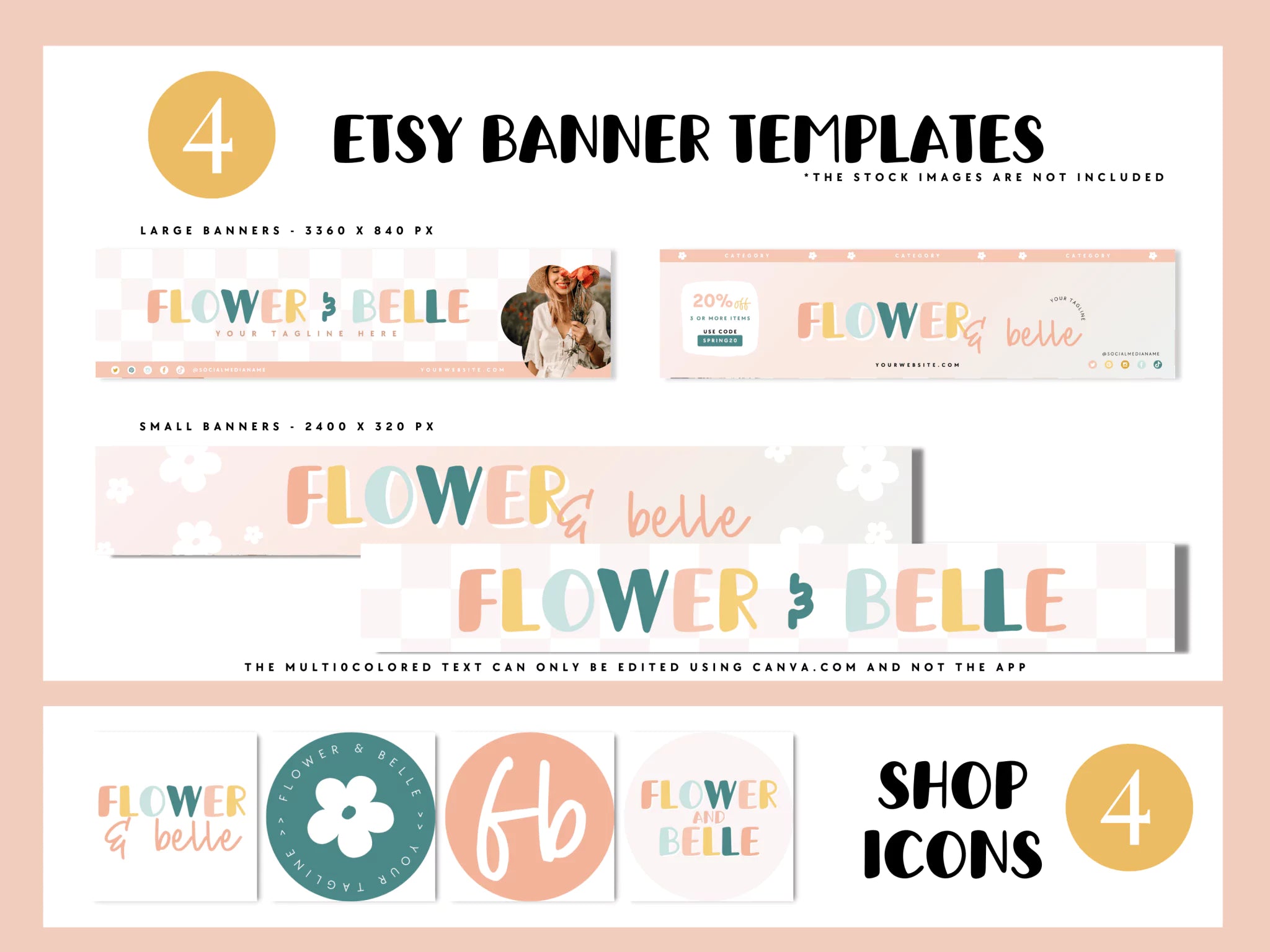 Pastel Rainbow Etsy Shop Kit Canva Template | Etsy Banner, Listing Photos, Icon | Cali - Trendy Fox Studio