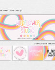 Pastel Rainbow Facebook Cover Branding Set Canva Template | Amara - Trendy Fox Studio