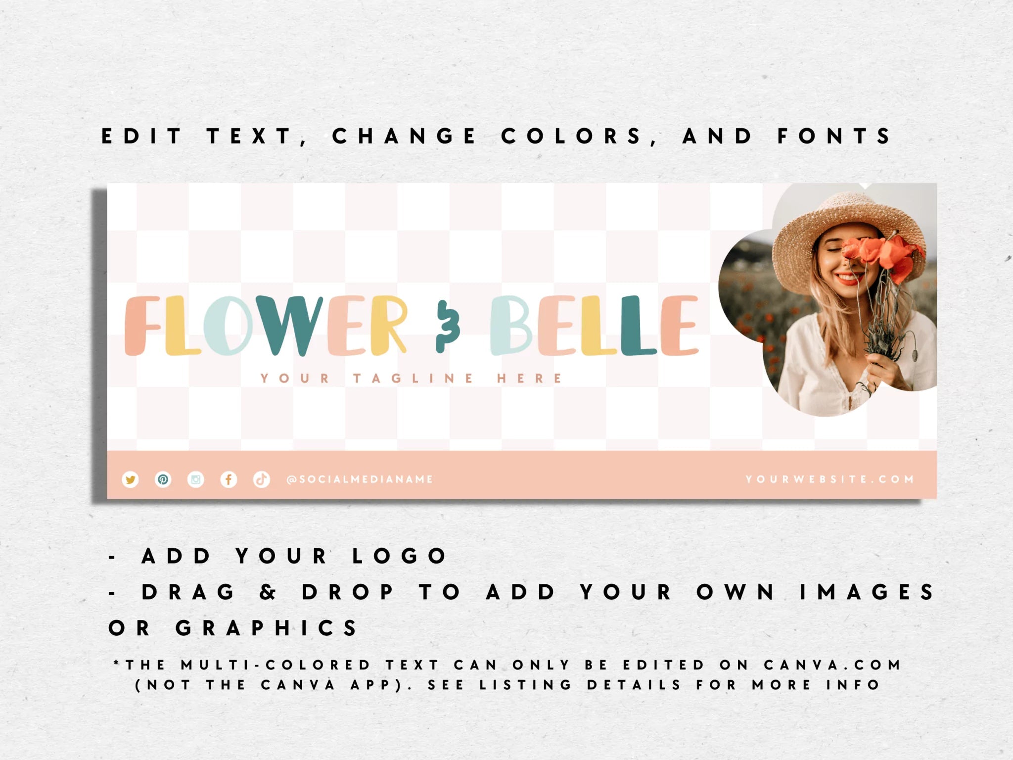 Pastel Rainbow Facebook Cover Branding Set Canva Template | Cali - Trendy Fox Studio