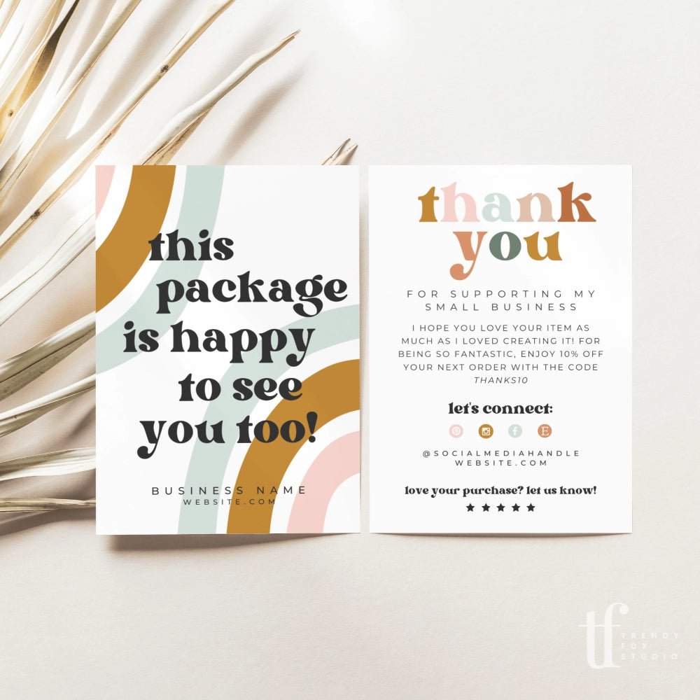 Rainbow Business Thank You Card Canva Template - Trendy Fox Studio