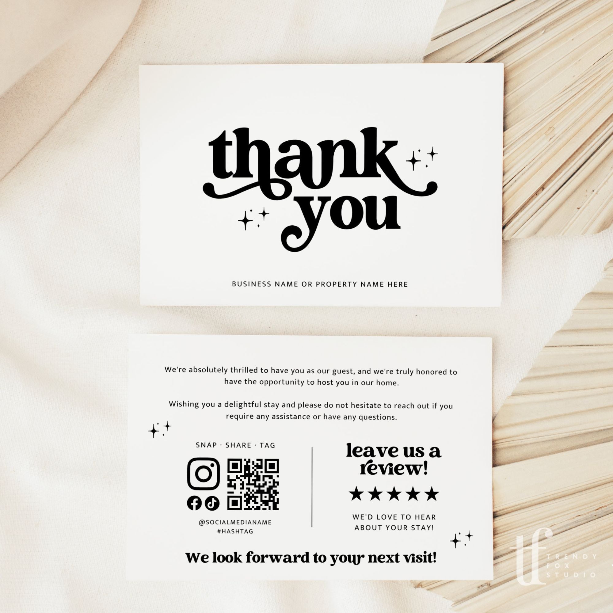Retro Airbnb Host Thank You Card Canva Template | Dani - Trendy Fox Studio