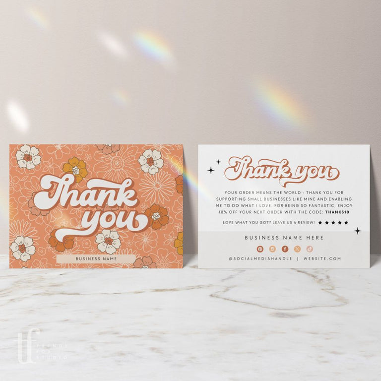 Retro Boho Business Thank You Card Canva Template - Trendy Fox Studio
